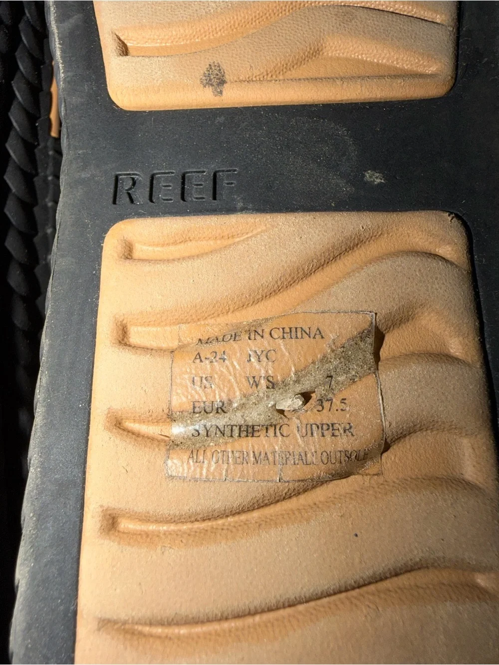 Reef Black Strap Sandals with Tan Footbed - Picture 5 of 5